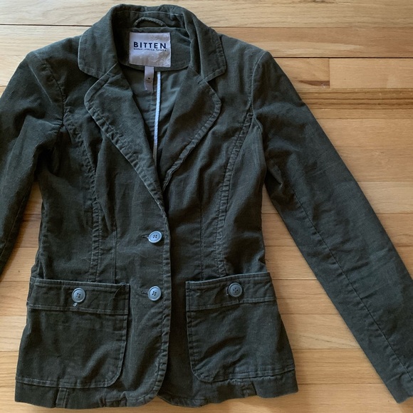 Bitten by Sarah Jessica Parker Olive Green Corduroy Blazer - Size Medium - Picture 4 of 10